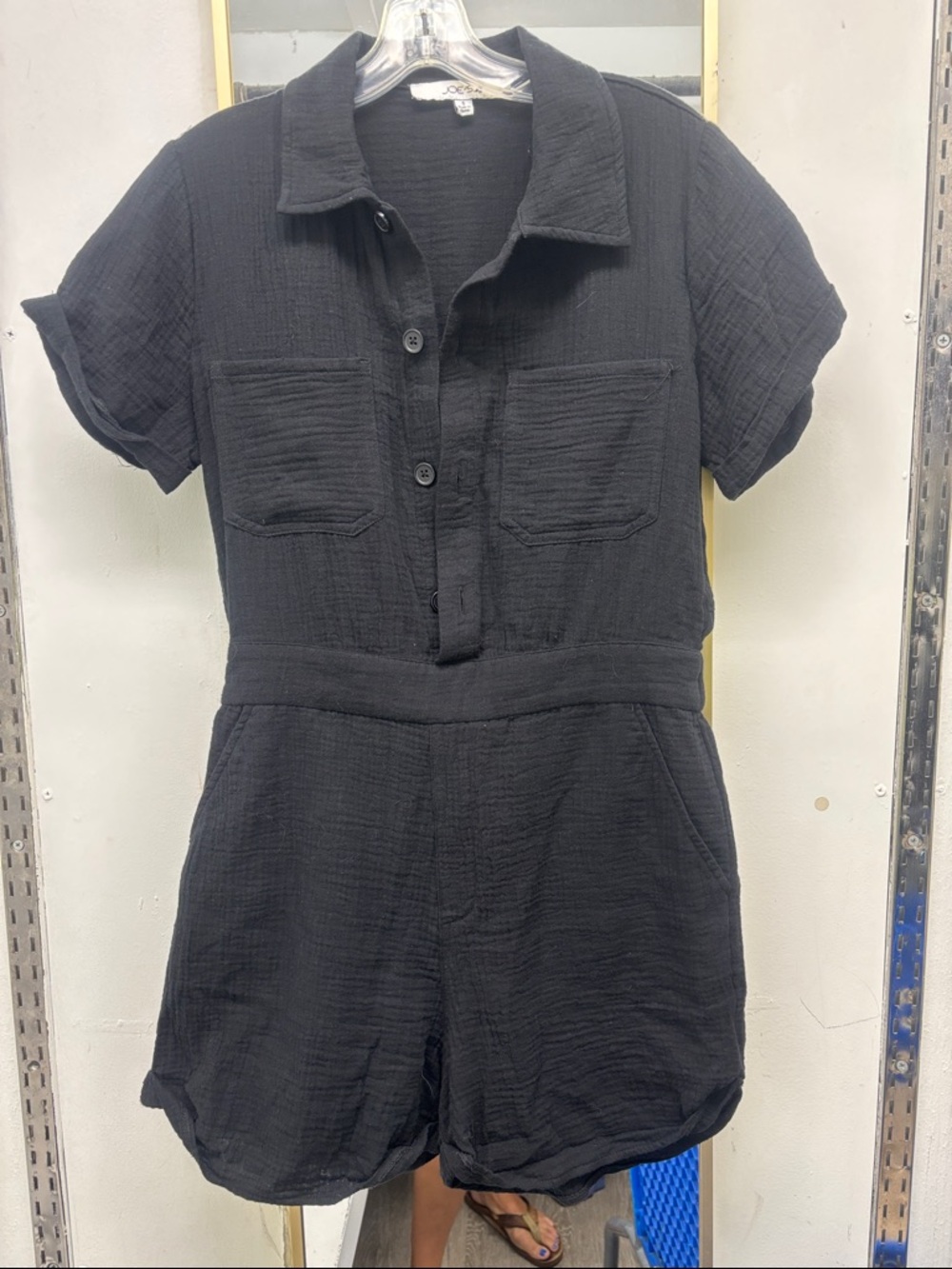 JJ Black Short-Sleeve Cotton Romper